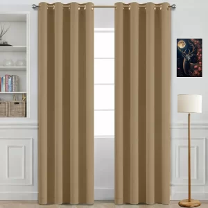 Beige colour grommet Blackout Curtains