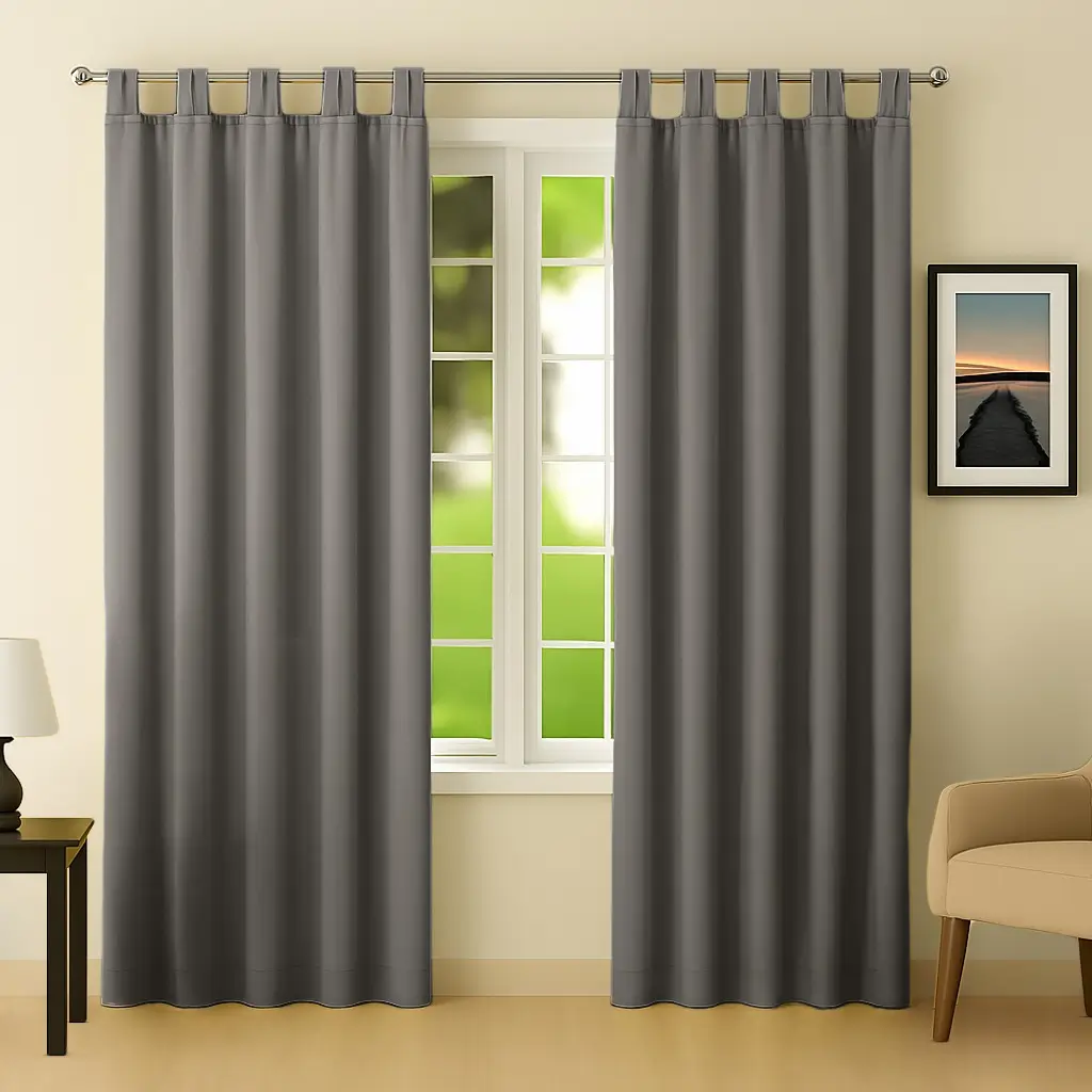 Grey colour tab top blackout curtains