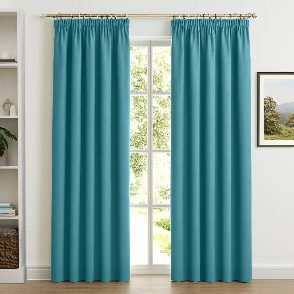 aqua colour hanging curtains