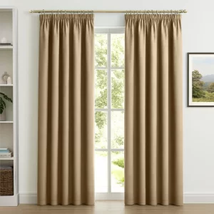 beige colour pencil pleat blackout curtains