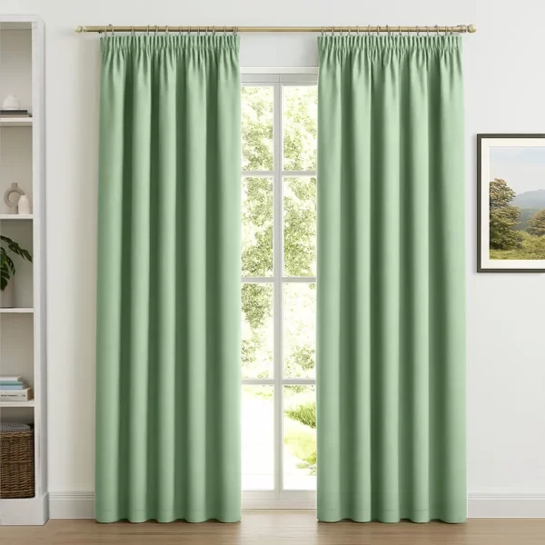 pleated Sage Green blackout curtains