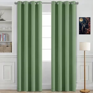 Modern Sage Green Blackout Curtain Set for Rooms