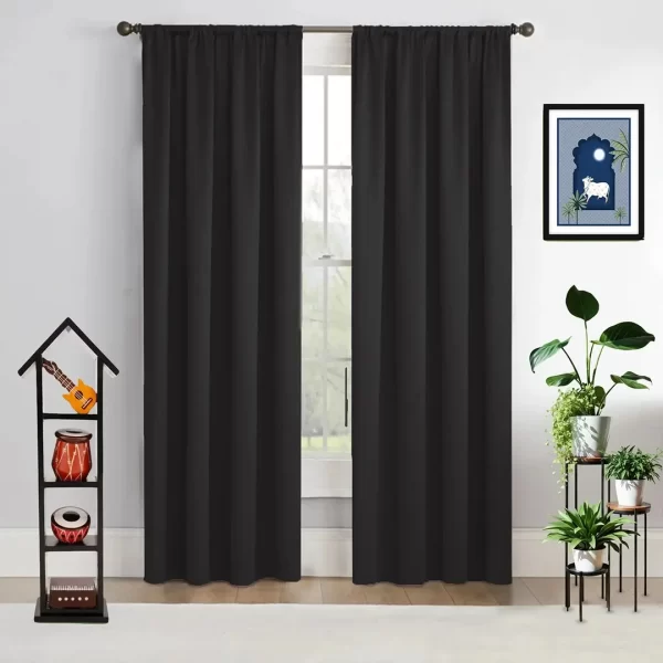 black rod pocket curtain for door
