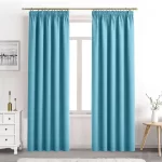 aqua velvet pencil pleated curtains