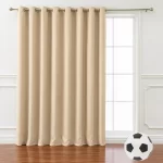 Beige grommet curtain for wide window
