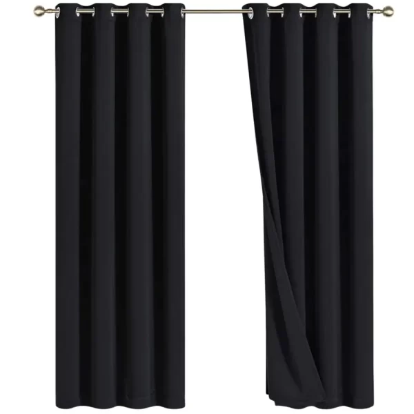 Black thermal-insulated-curtains for window